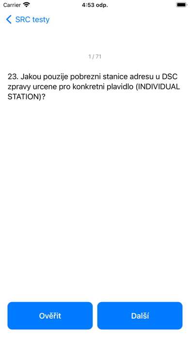 Screenshot di SRC zkoušky