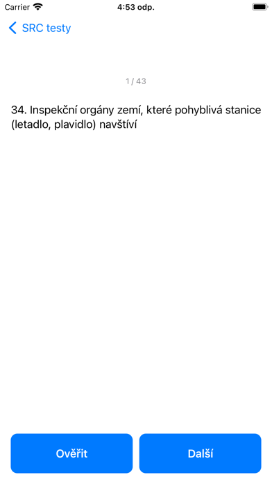 Screenshot di SRC zkoušky