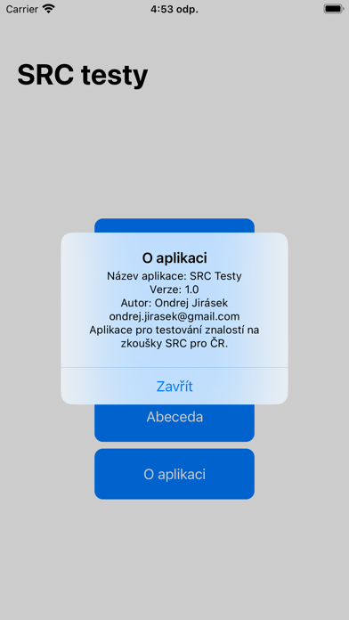 Screenshot di SRC zkoušky