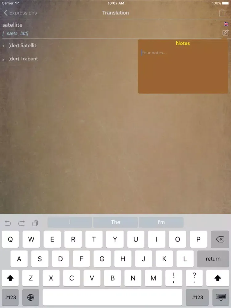 Tangkapan skrin iLexicon offline dictionary iPad 