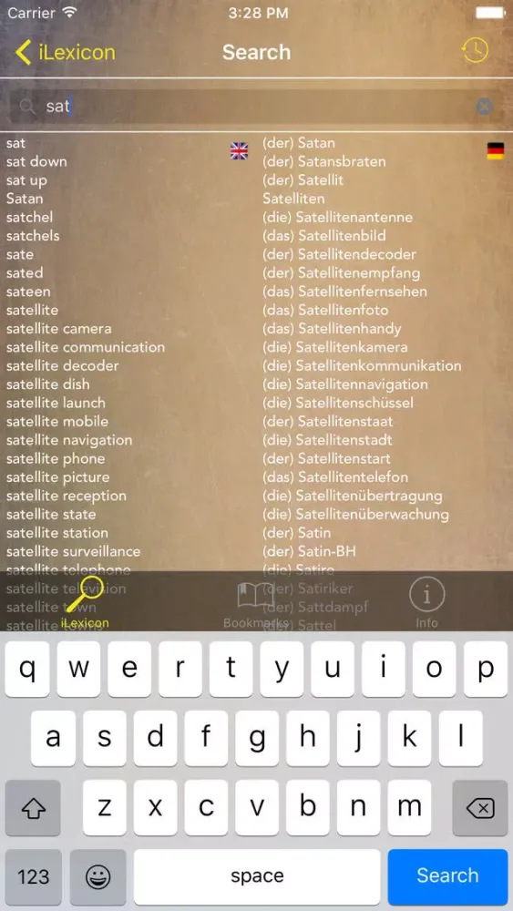 Tangkapan skrin iLexicon offline dictionary