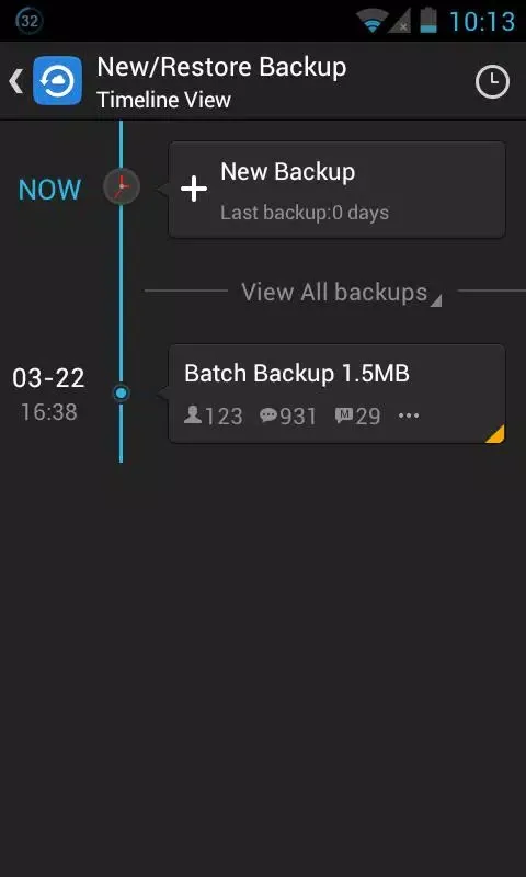 Capturas de tela do GO Backup