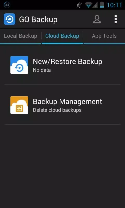 Capturas de tela do GO Backup