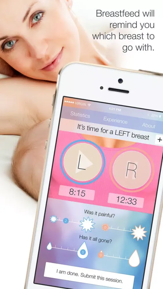 Breastfeeding – a tracker of when and for how long your baby feeds 스크린샷