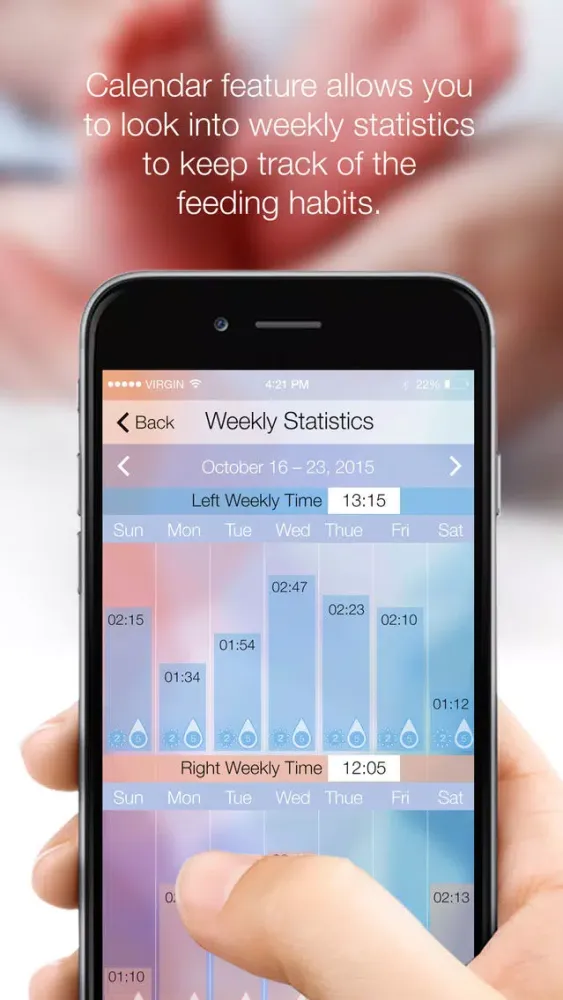 Breastfeeding – a tracker of when and for how long your baby feeds 스크린샷