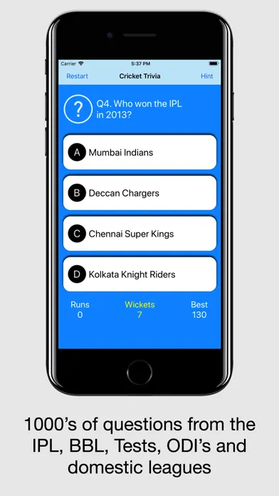 ภาพหน้าจอของ Cricket Trivia - Quiz Game