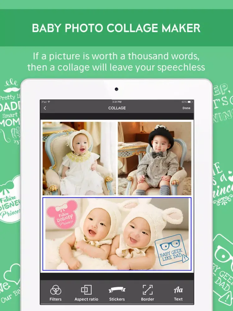 Tangkapan skrin Bump and Baby Milestone Photo Editor Video Editor iPad 