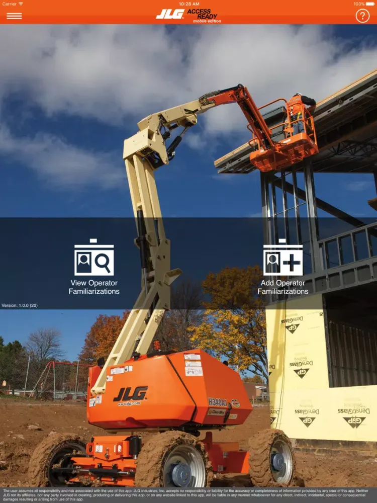 ภาพหน้าจอของ JLG AccessReady Mobile iPad 