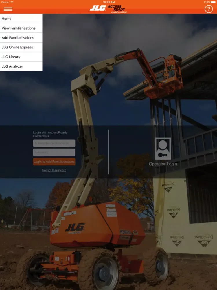 ภาพหน้าจอของ JLG AccessReady Mobile iPad 
