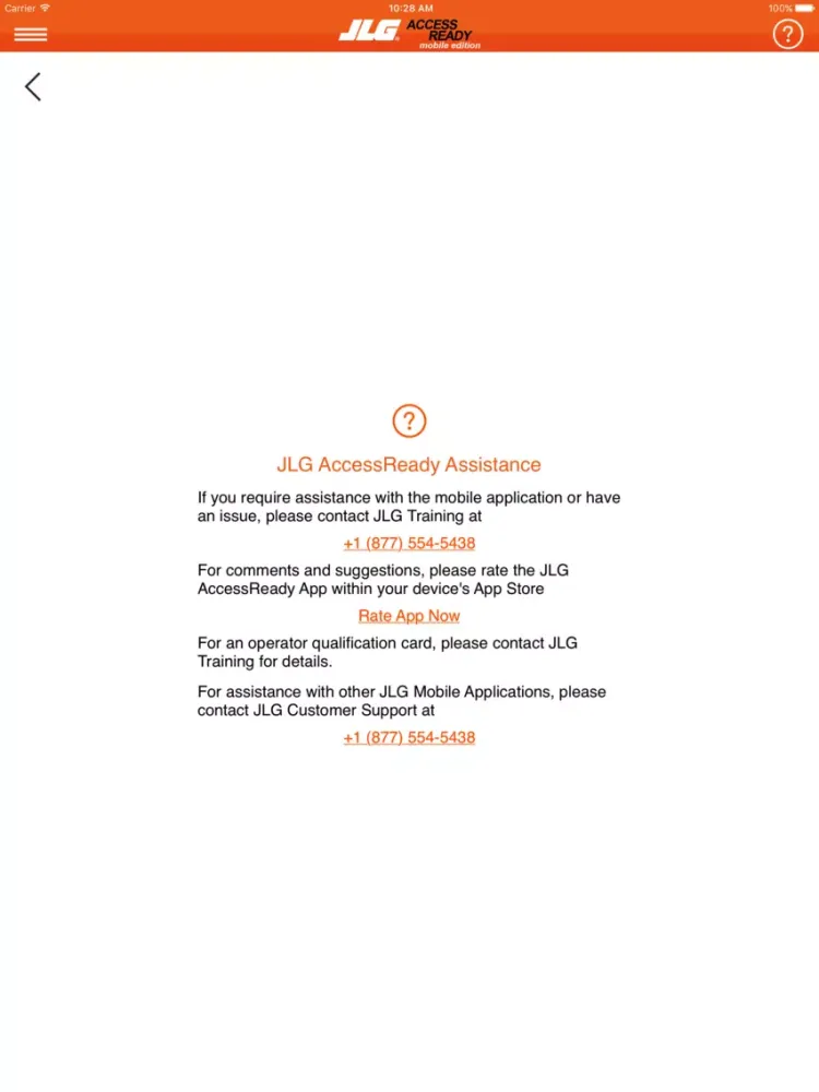 ภาพหน้าจอของ JLG AccessReady Mobile iPad 