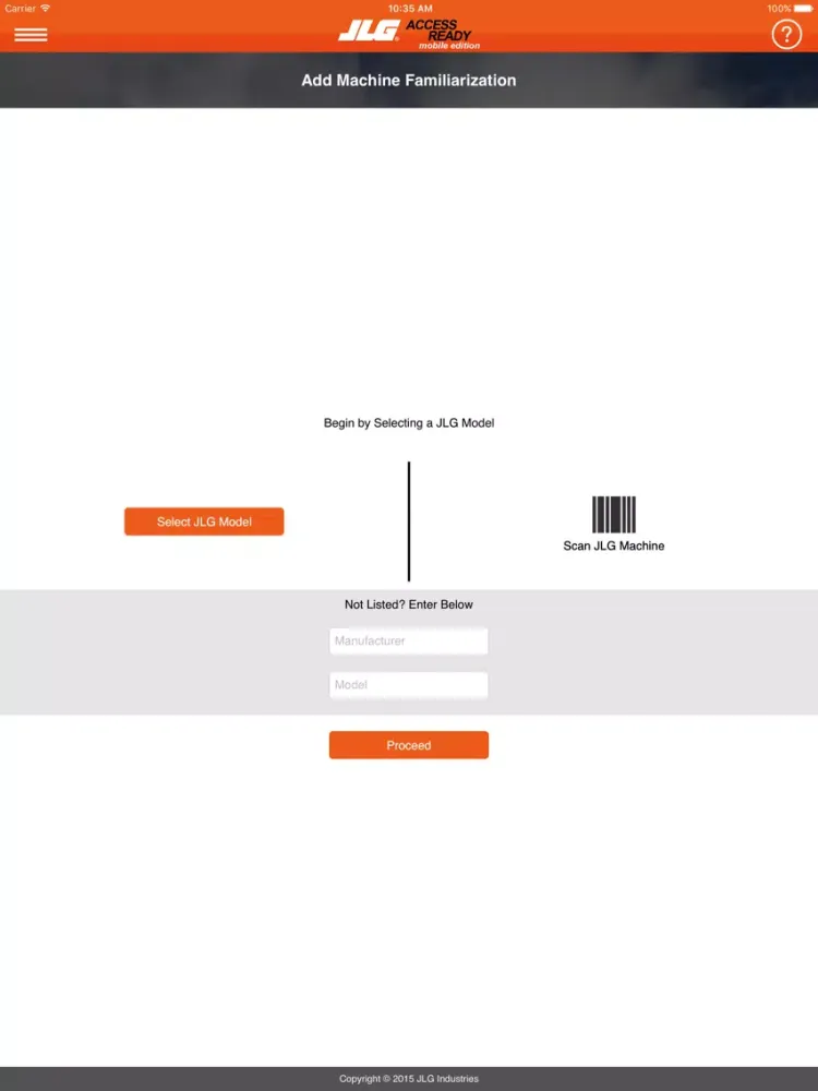 ภาพหน้าจอของ JLG AccessReady Mobile iPad 