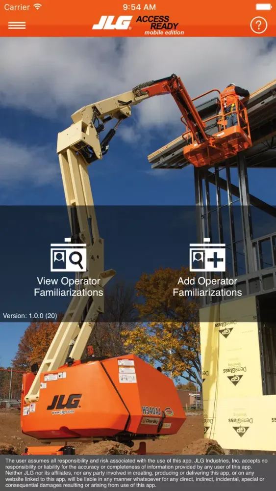 ภาพหน้าจอของ JLG AccessReady Mobile