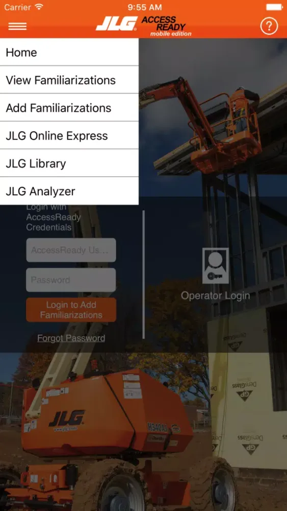 ภาพหน้าจอของ JLG AccessReady Mobile