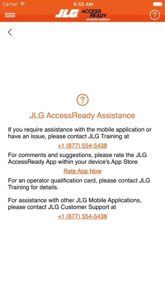 ภาพหน้าจอของ JLG AccessReady Mobile