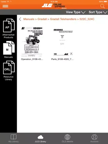 Tangkapan skrin JLG Online Express Library iPad 