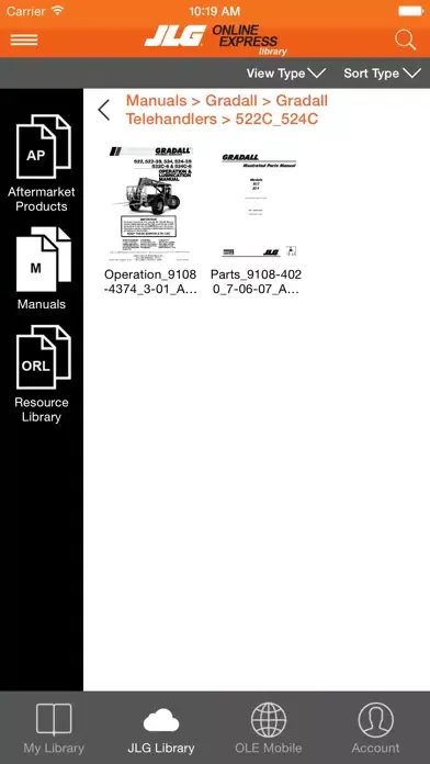 Tangkapan skrin JLG Online Express Library