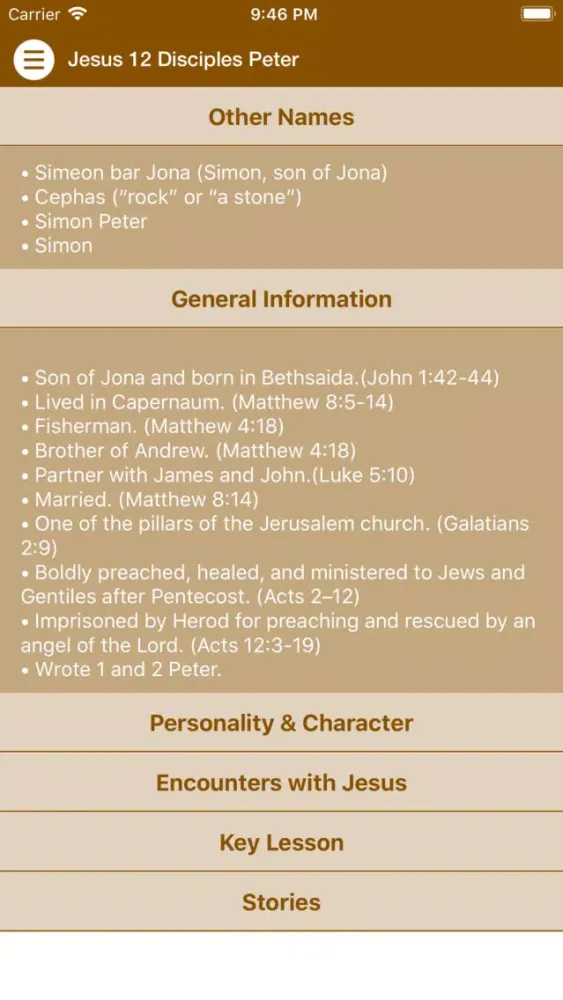 Ảnh chụp màn hình của Jesus 12 Disciples Peter