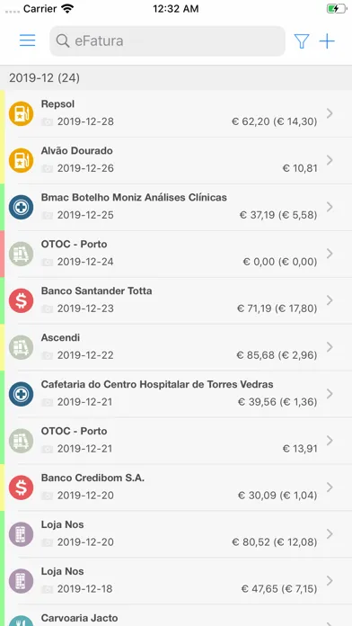 Capturas de pantalla de eFatura