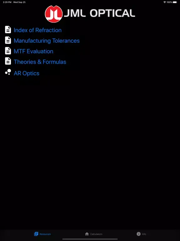 JML Optical Calculator iPad  스크린샷