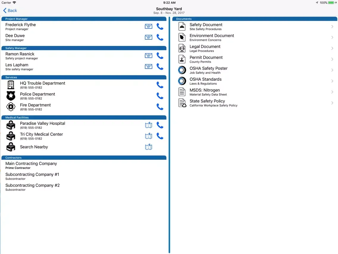 ProjectSafe iPad  Screenshots