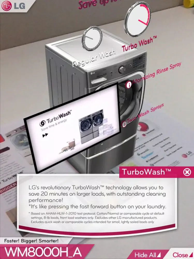 LG Turbowash ™ 3D AR App iPad  Screenshots