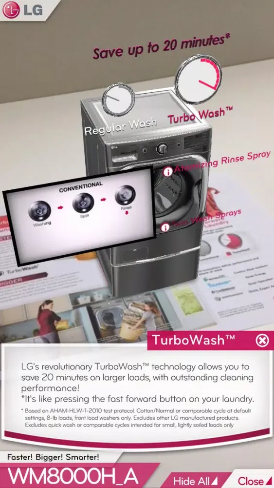 LG Turbowash ™ 3D AR App Screenshots