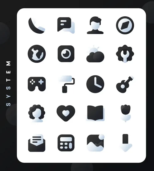 Black Icon Pack : LuX-screenshot-1