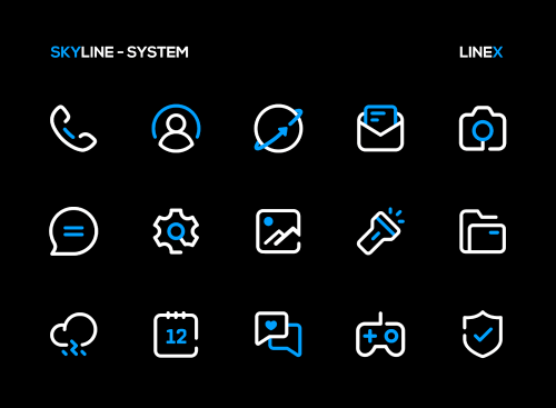 SkyLine Icon Pack: LineX Blue-screenshot-2