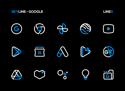 SkyLine Icon Pack: LineX Blue-screenshot-3