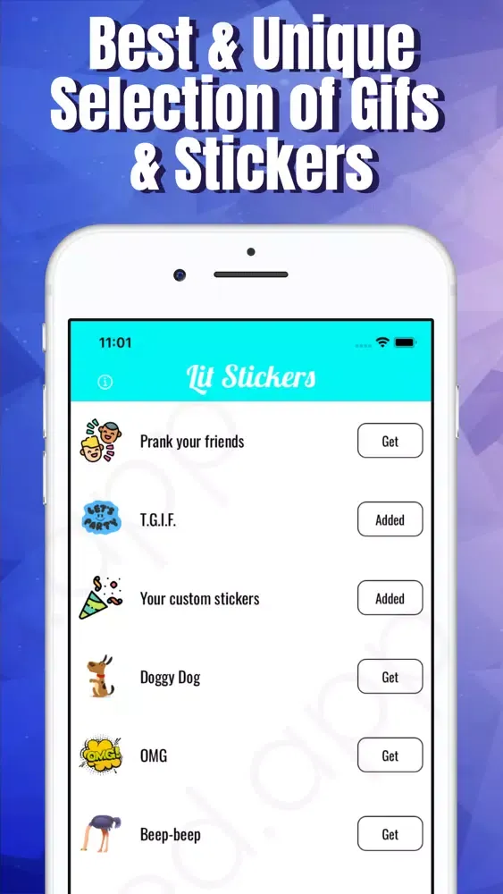 Tangkapan skrin Lit Stickers for iMessage