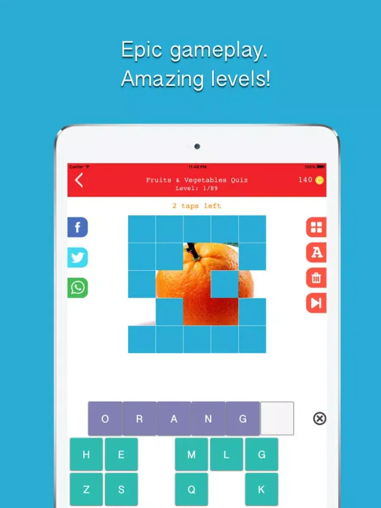 Fruits & Vegetables Quiz - Guess the name of food picture, new puzzle quiz word game. The best food trivia guessing games. iPad  Screenshots