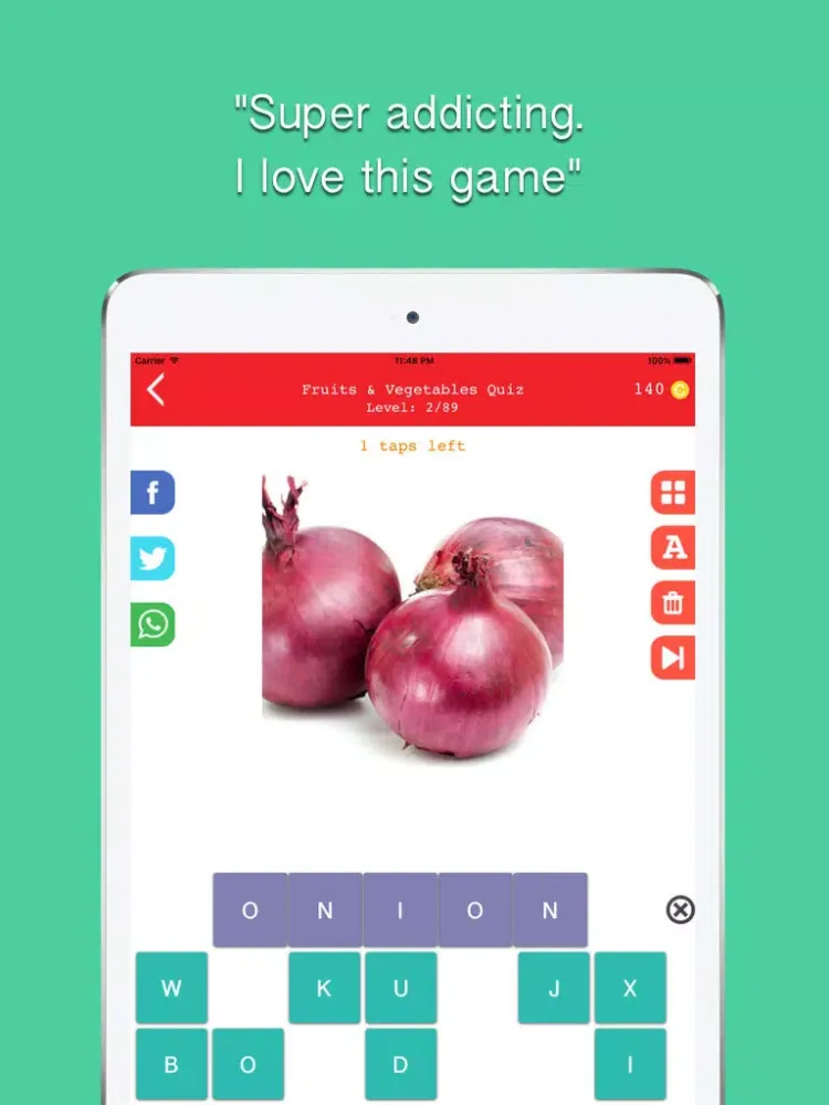 Fruits & Vegetables Quiz - Guess the name of food picture, new puzzle quiz word game. The best food trivia guessing games. iPad  Screenshots