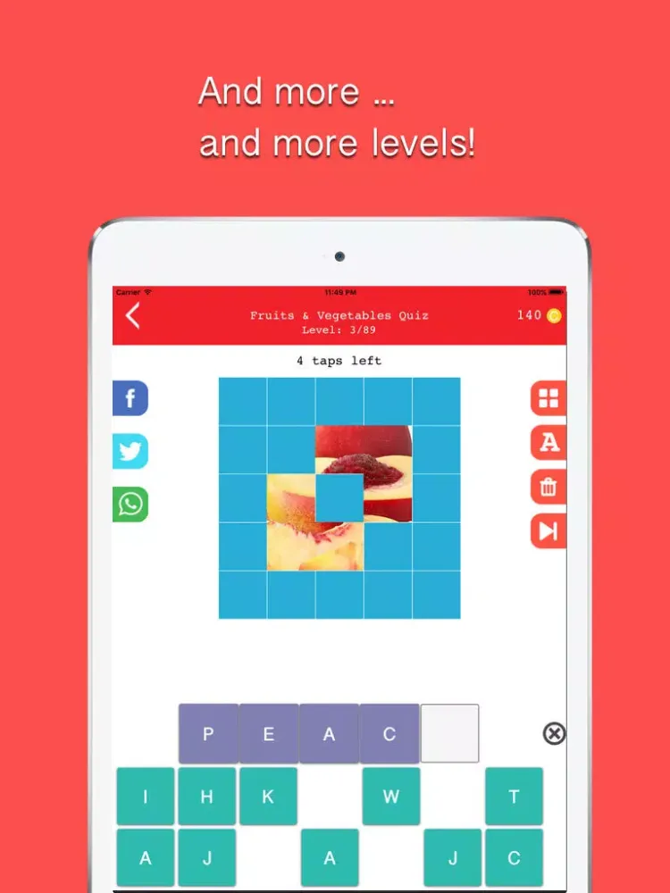 Fruits & Vegetables Quiz - Guess the name of food picture, new puzzle quiz word game. The best food trivia guessing games. iPad  Screenshots