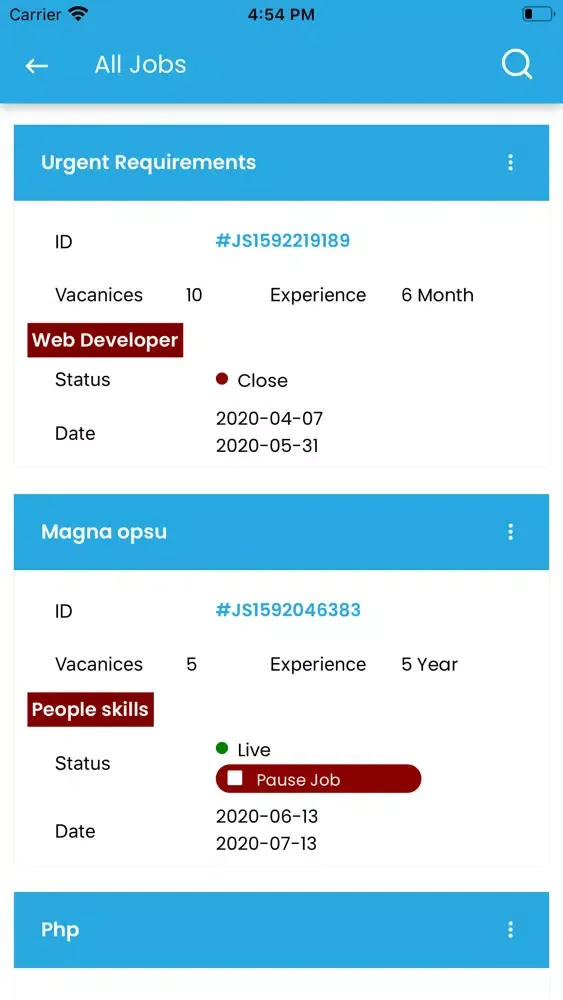 Capturas de pantalla de Job Aid
