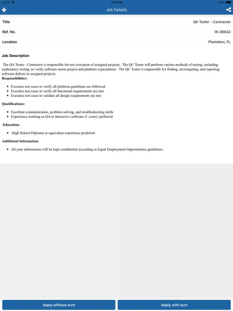 Ảnh chụp màn hình của Aditi Consulting iPad 