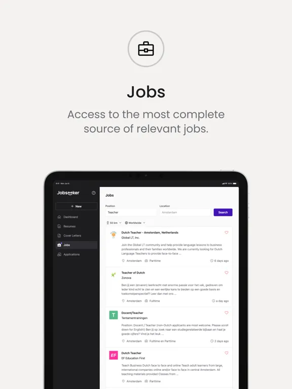 Capturas de pantalla de Jobseeker.com iPad 