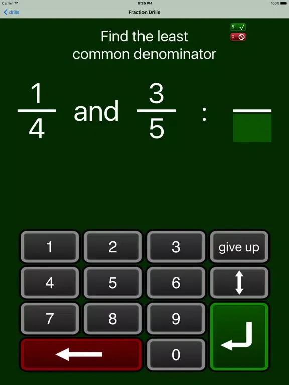 Fraction Drills iPad  Screenshots