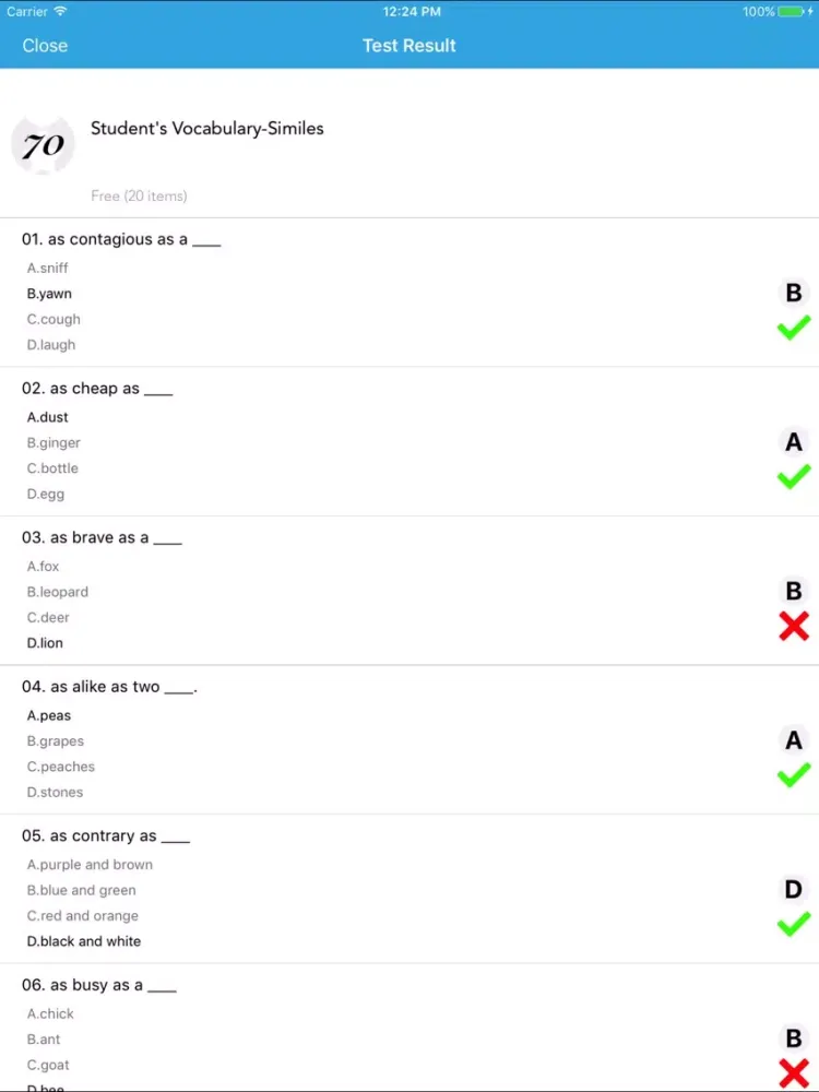 Capturas de pantalla de One Fourth English Test - JOE-Learning iPad 