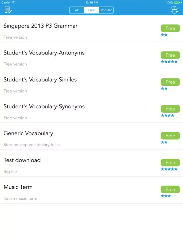 Capturas de pantalla de One Fourth English Test - JOE-Learning iPad 