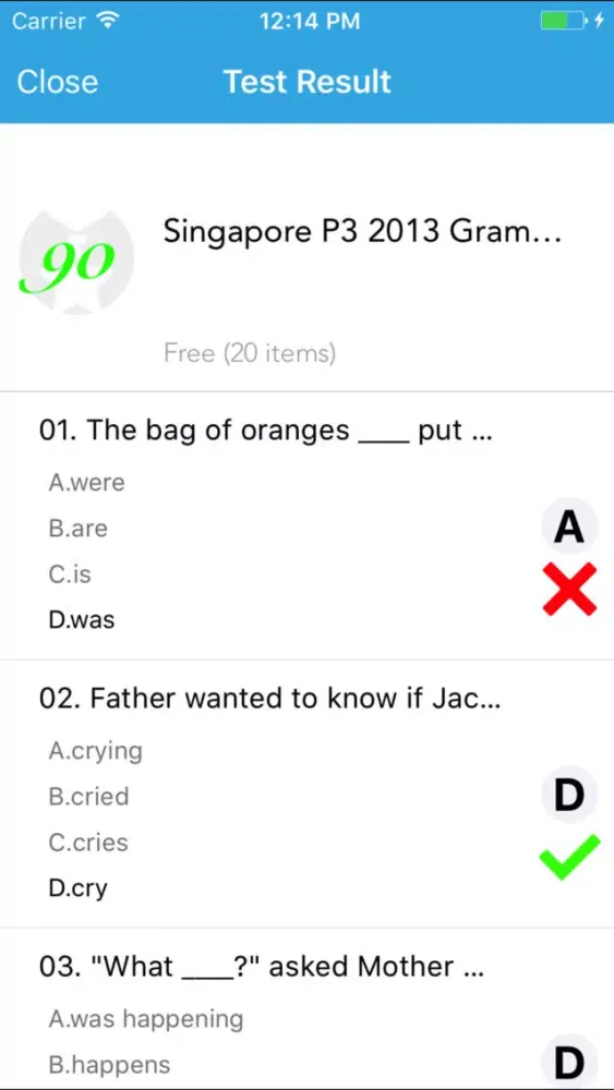 Capturas de pantalla de One Fourth English Test - JOE-Learning