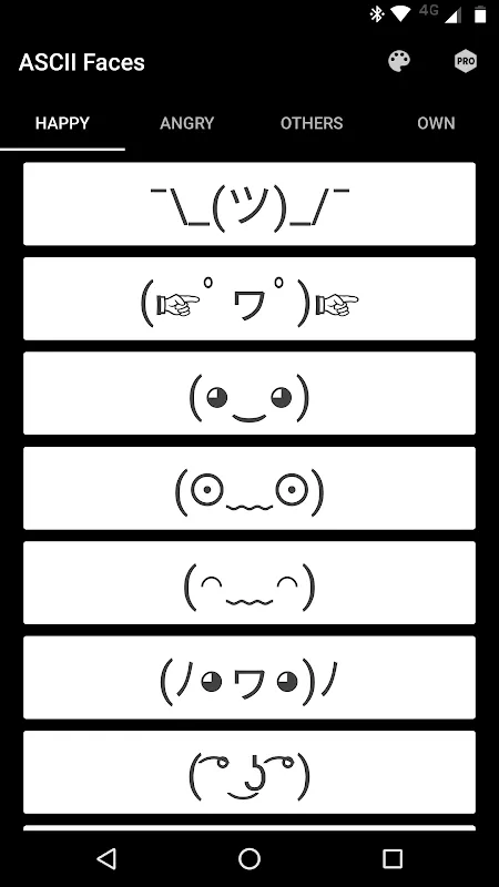 Capturas de pantalla de ASCII Faces