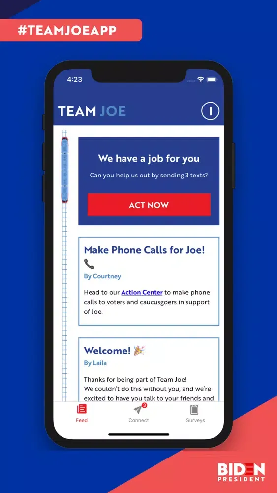 Capturas de pantalla de Team Joe Campaign App