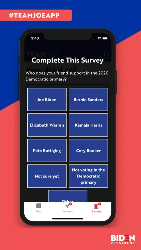 Capturas de pantalla de Team Joe Campaign App