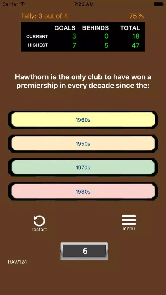 AFL Trivia - Hawthorn Hawks Screenshots