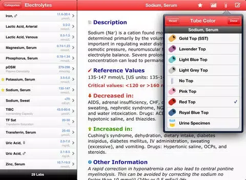 Pocket Lab Values iPad  스크린샷
