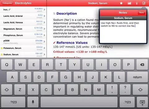 Pocket Lab Values iPad  스크린샷
