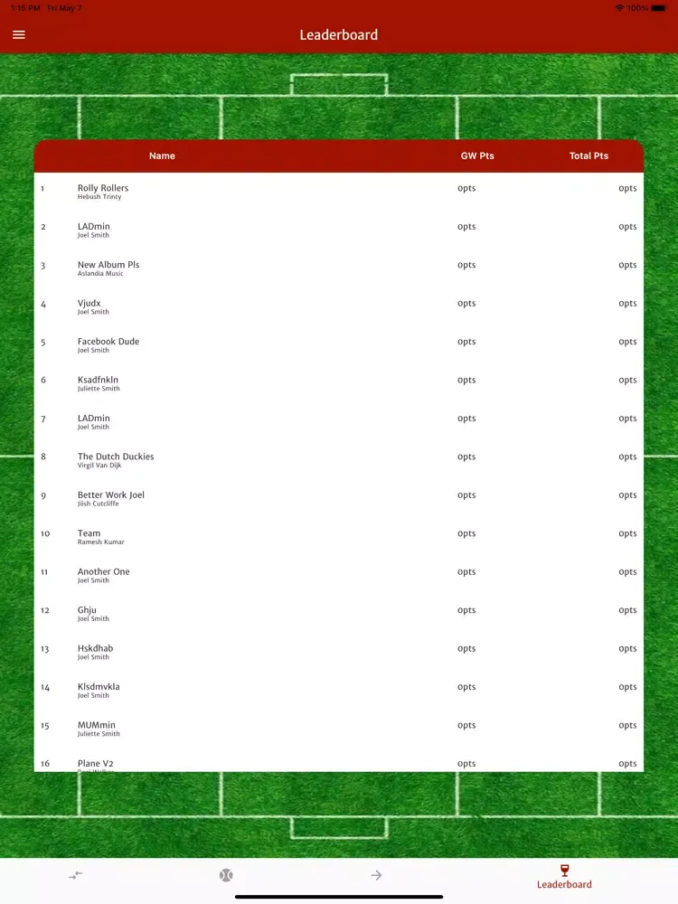 Redbacks Fantasy League iPad 應用截圖