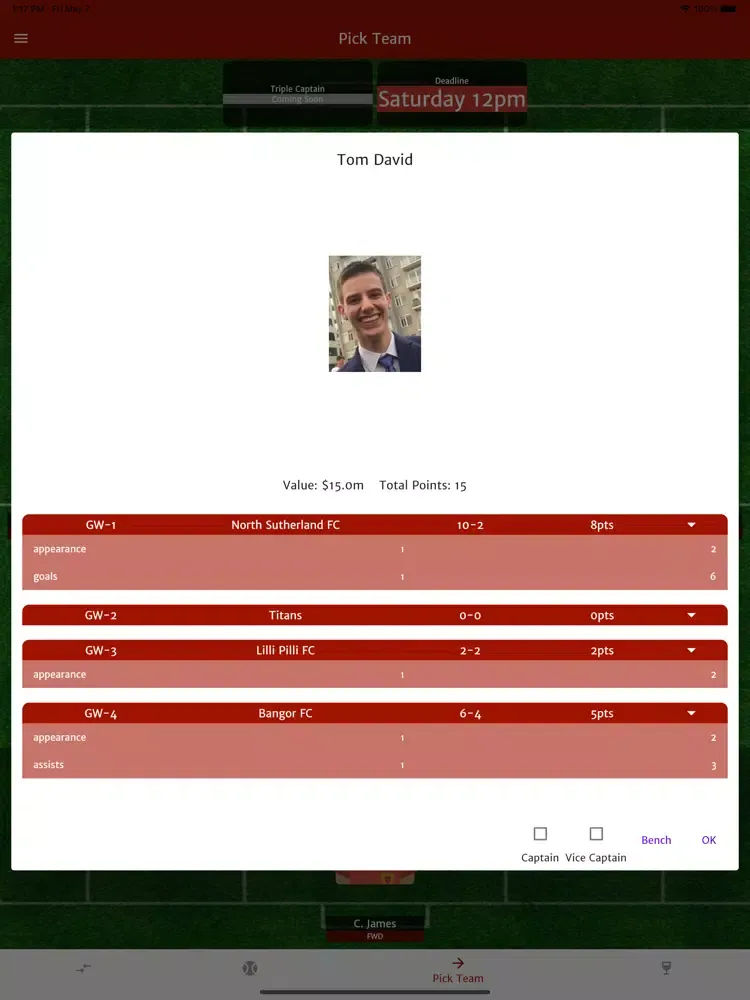 Redbacks Fantasy League iPad 應用截圖
