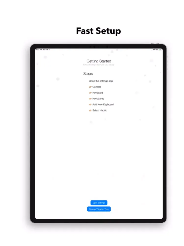 Capturas de tela do Haptic Feedback Keyboard iPad 