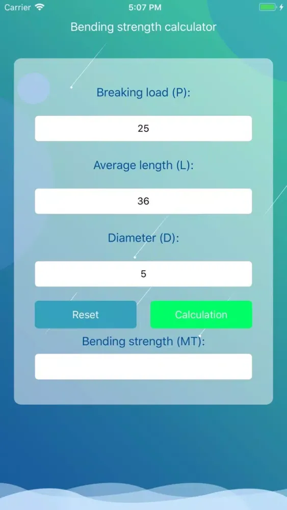 Bending strength calculator スクリーンショット